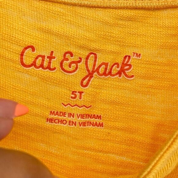 Cat & Jack Toddler Girls Mustard Yellow Flutter Sleeve Cotton Dress Size 5T - Picture 8 of 10